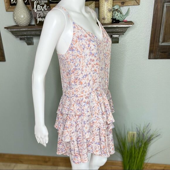 Prose and Poetry Asymmetrical Chiffon Ruffle Floral Spaghetti Strap Dress - Picture 10 of 16